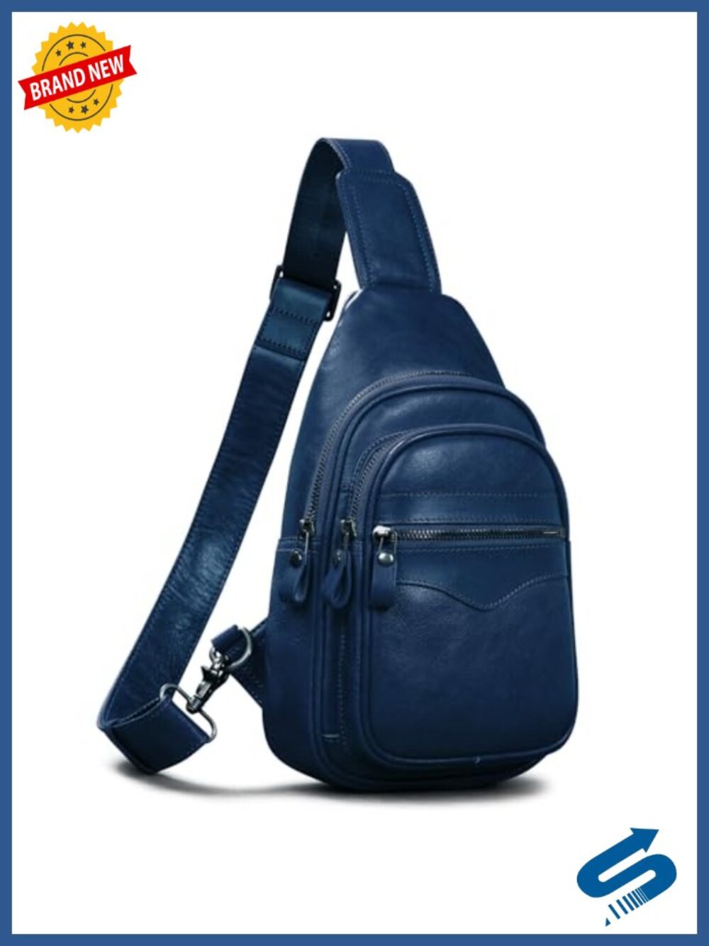Genuine Leather Sling Bag Crossbody Shoulder Purse Multi-Pocket Travel Daypack